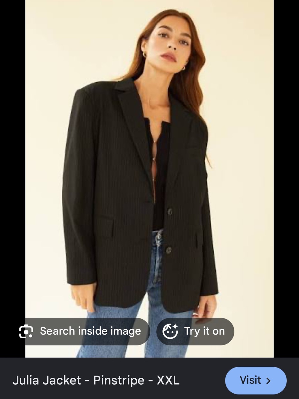 Julia Pinstripe Blazer Jacket in Black